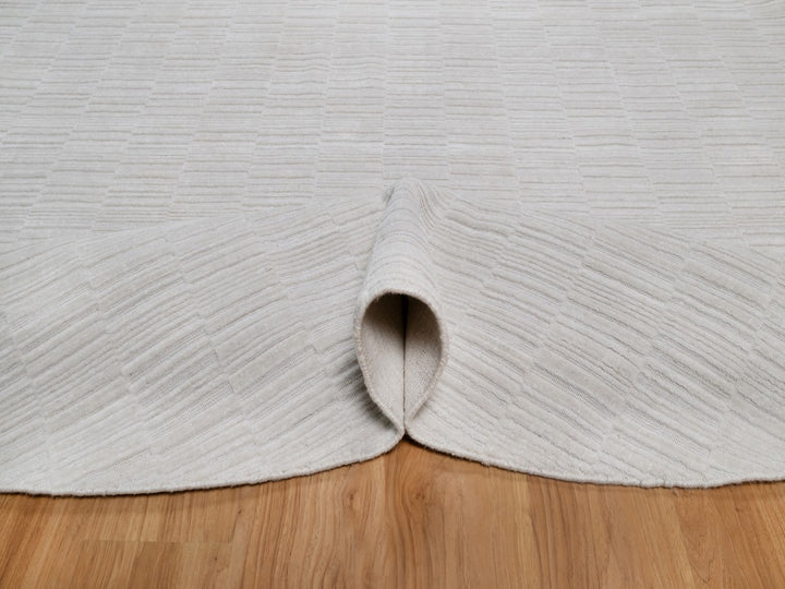 8'0" x 8'0" New Hand Loomed Ivory Wool Round Oriental Rug - MOA10292226