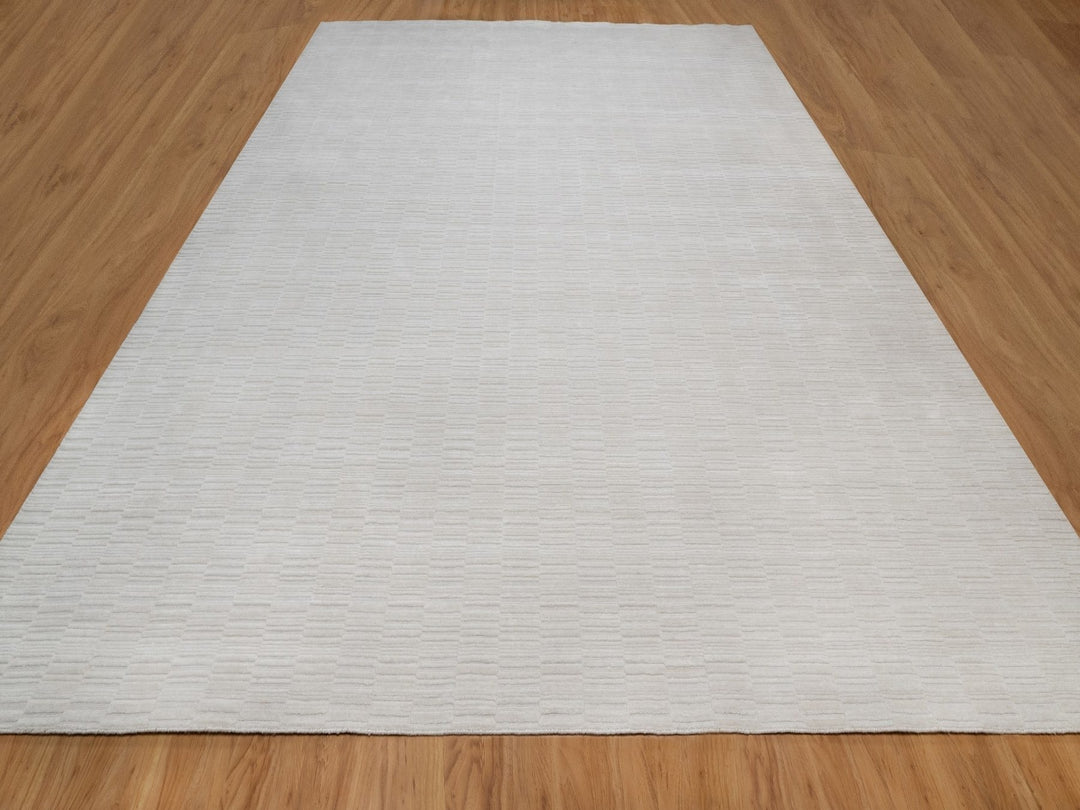 12'1" x 15'0" New Hand Loomed Ivory Polyester Rectangle Oriental Rug - MOA10292227