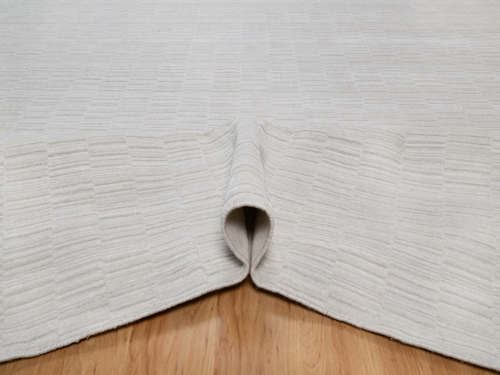 12'1" x 15'0" New Hand Loomed Ivory Polyester Rectangle Oriental Rug - MOA10292227