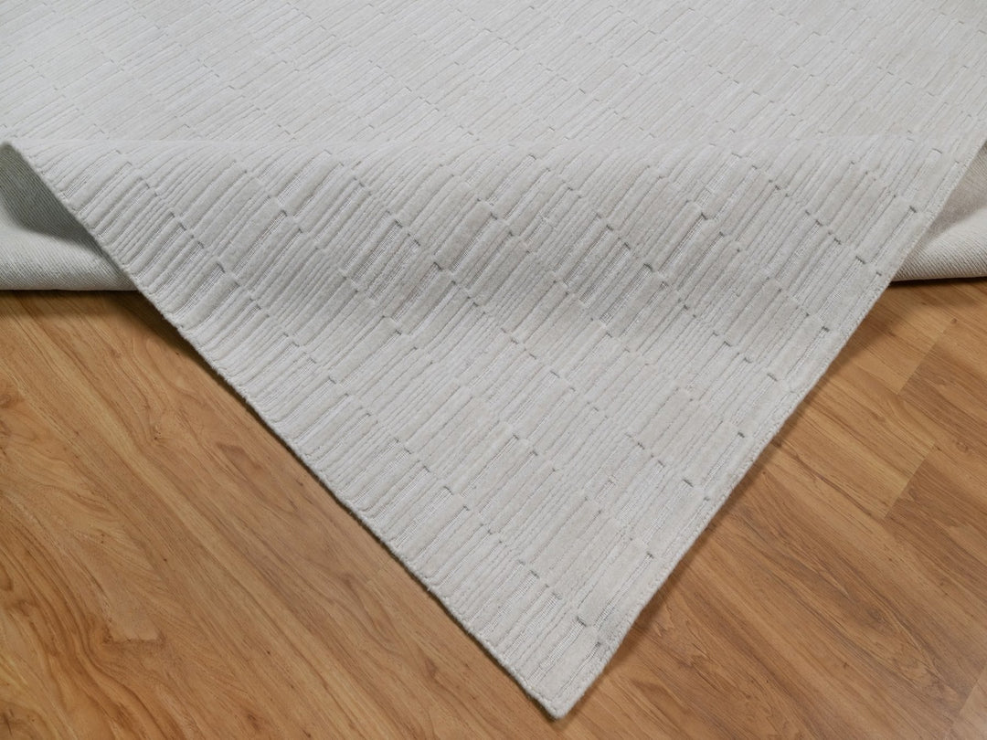 12'1" x 15'0" New Hand Loomed Ivory Polyester Rectangle Oriental Rug - MOA10292227