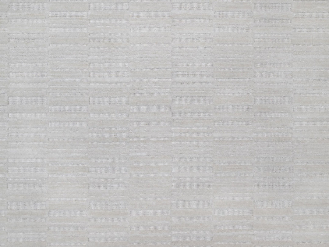 12'1" x 15'0" New Hand Loomed Ivory Polyester Rectangle Oriental Rug - MOA10292227