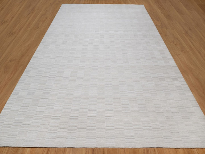 10'1" x 13'11" New Hand Loomed Ivory Wool Rectangle Oriental Rug - MOA10292228