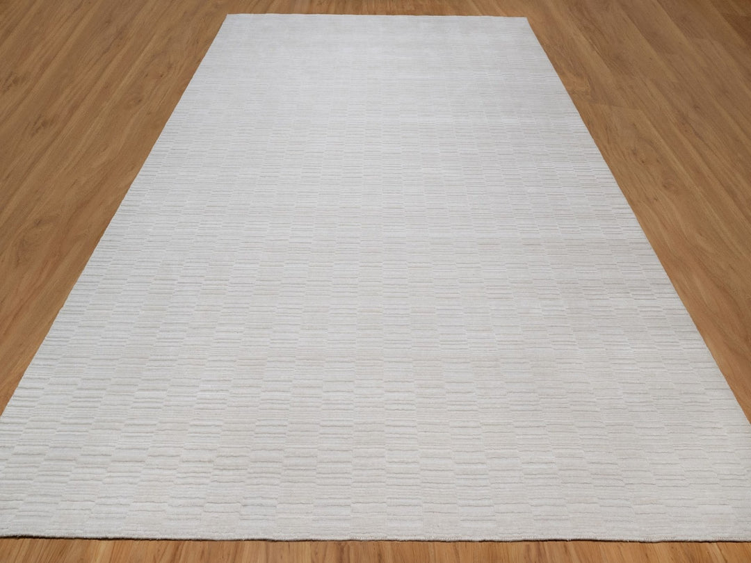 10'1" x 13'11" New Hand Loomed Ivory Polyester Rectangle Oriental Rug - MOA10292228