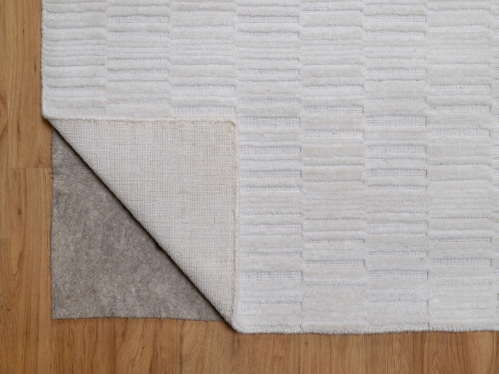 10'1" x 13'11" New Hand Loomed Ivory Wool Rectangle Oriental Rug - MOA10292228