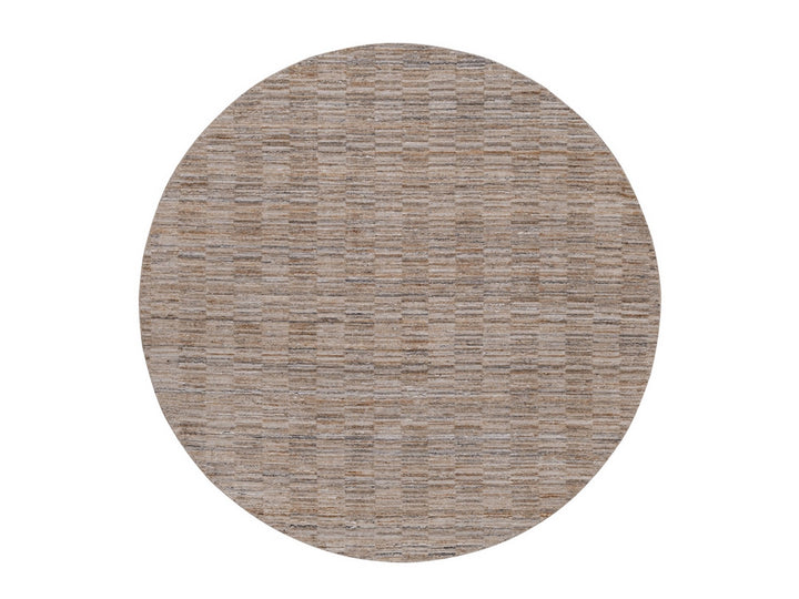 8'0" x 8'0" New Hand Loomed Brown Polyester Round Oriental Rug - MOA10292229