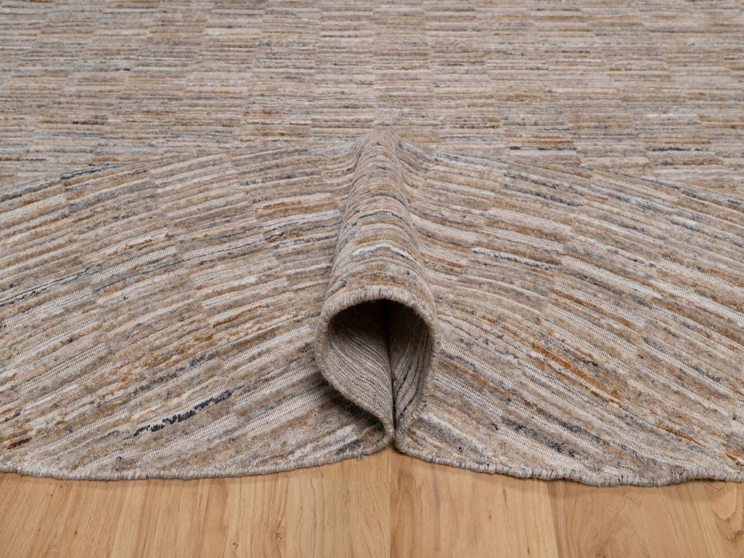 8'0" x 8'0" New Hand Loomed Brown Wool Round Oriental Rug - MOA10292229