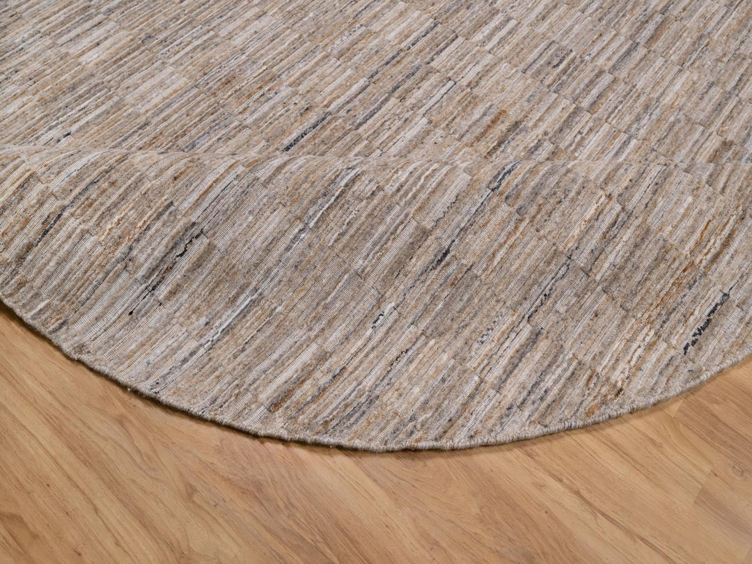 8'0" x 8'0" New Hand Loomed Brown Wool Round Oriental Rug - MOA10292229