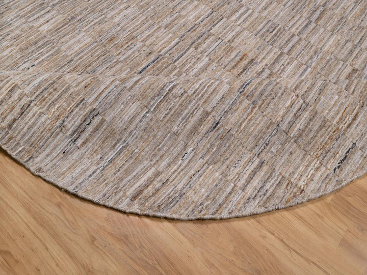 8'0" x 8'0" New Hand Loomed Brown Wool Round Oriental Rug - MOA10292229