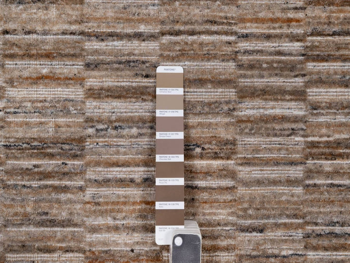 9'1" x 12'0" New Hand Loomed Brown Wool Rectangle Oriental Rug - MOA10292230