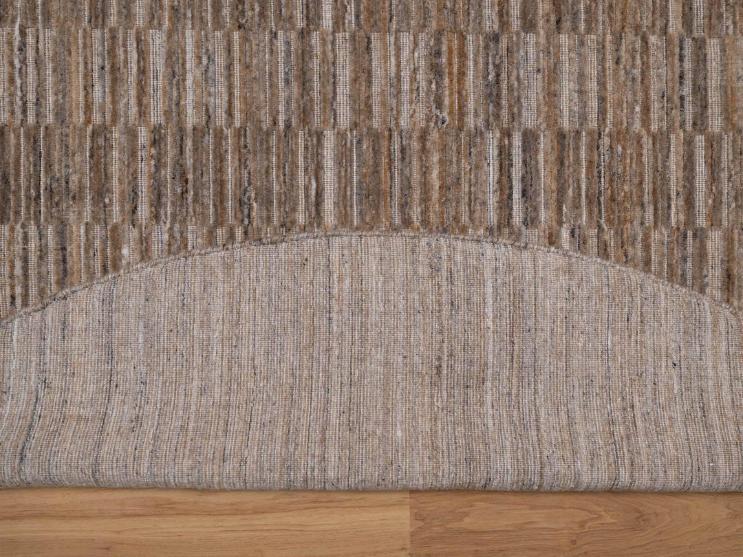 8'0" x 8'0" New Hand Loomed Brown Polyester Round Oriental Rug - MOA10292239