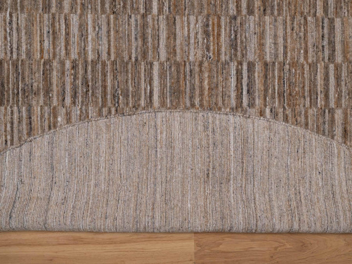 8'0" x 8'0" New Hand Loomed Brown Wool Round Oriental Rug - MOA10292240