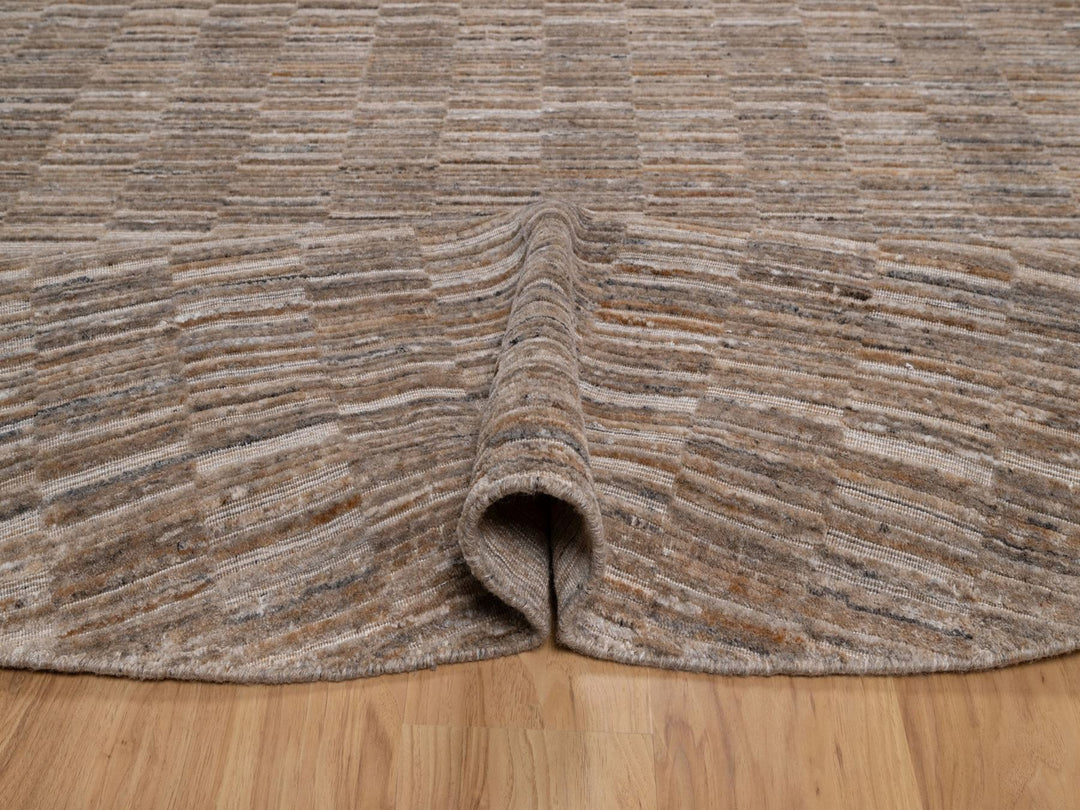 8'0" x 8'0" New Hand Loomed Brown Wool Round Oriental Rug - MOA10292240