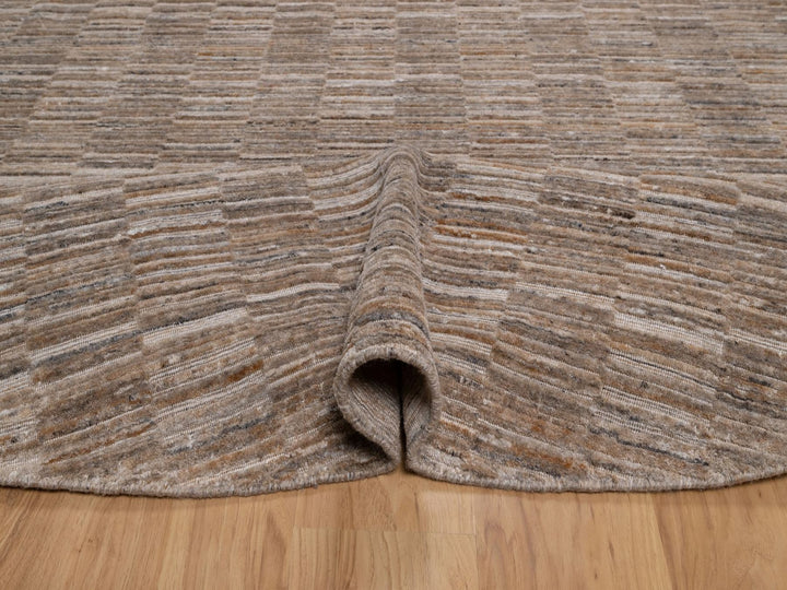 8'0" x 8'0" New Hand Loomed Brown Wool Round Oriental Rug - MOA10292240