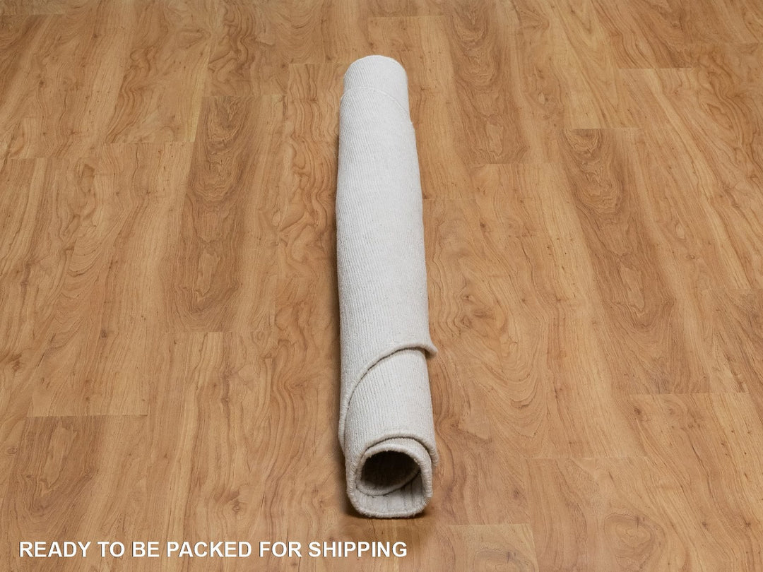 6'0" x 6'0" New Hand Loomed Ivory Wool Round Oriental Rug - MOA10292241