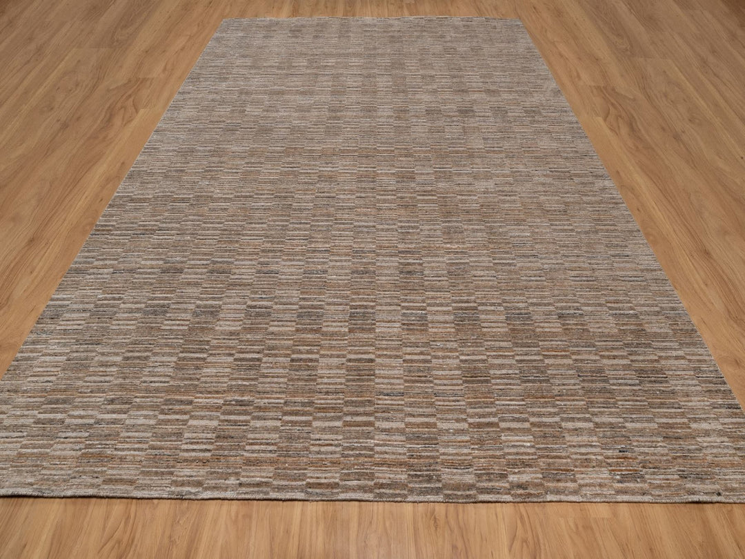 10'2" x 14'0" New Hand Loomed Brown Polyester Rectangle Oriental Rug - MOA10292242