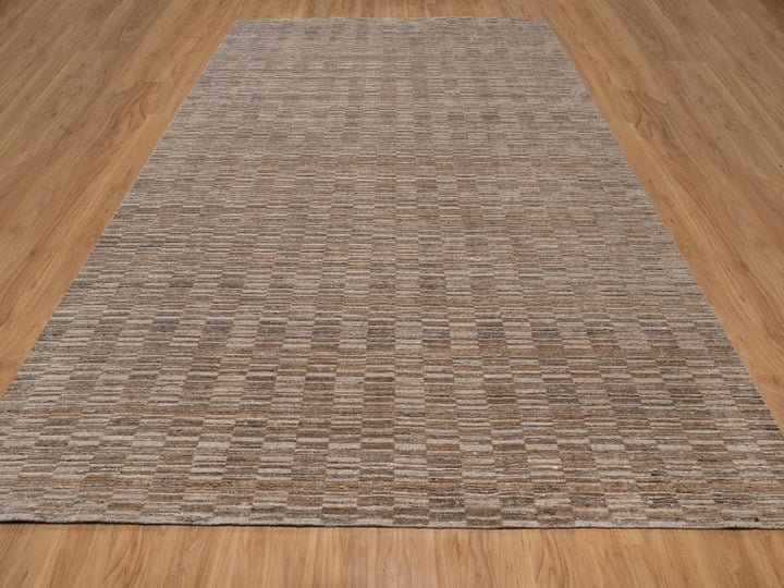 10'2" x 14'0" New Hand Loomed Brown Polyester Rectangle Oriental Rug - MOA10292242