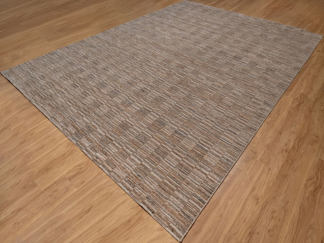12'1" x 15'0" New Hand Loomed Brown Polyester Rectangle Oriental Rug - MOA10292242