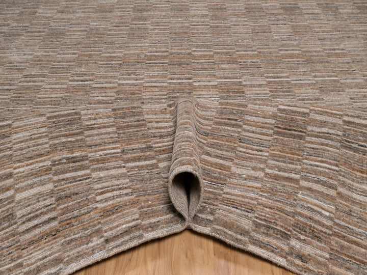 12'1" x 15'0" New Hand Loomed Brown Wool Rectangle Oriental Rug - MOA10292242