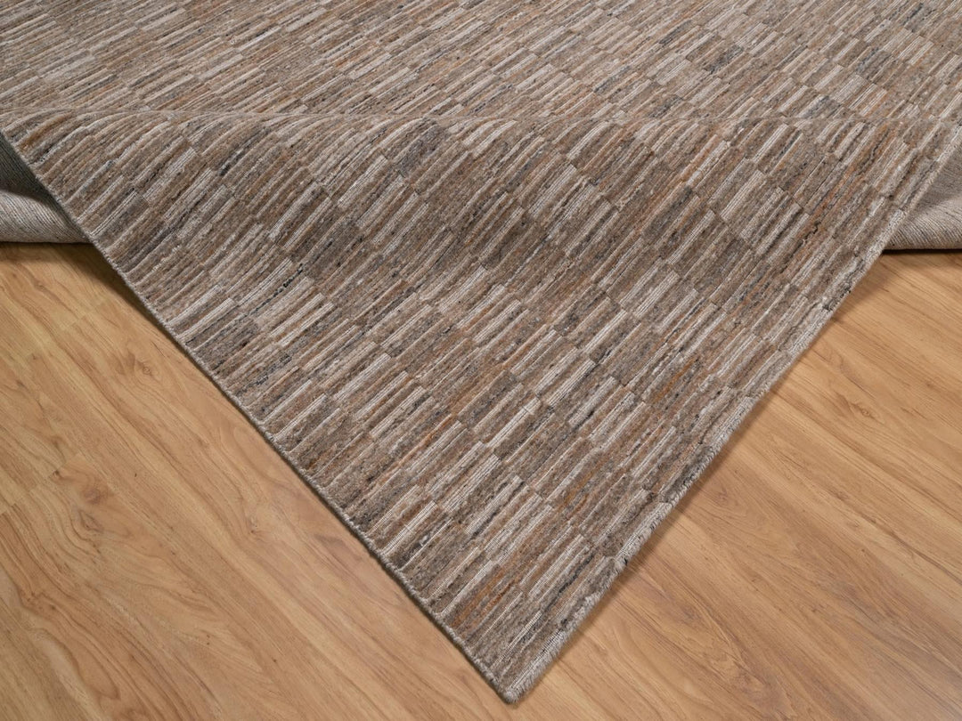 12'1" x 15'0" New Hand Loomed Brown Wool Rectangle Oriental Rug - MOA10292242