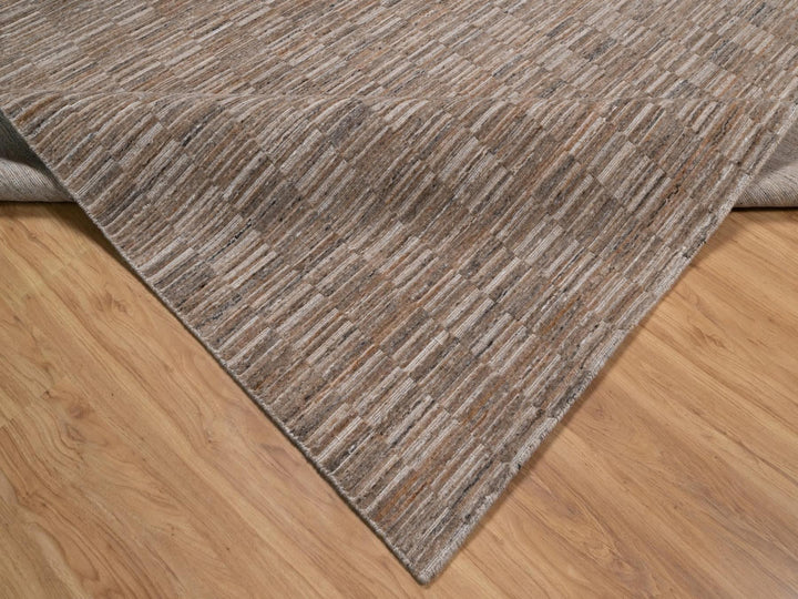 12'1" x 15'0" New Hand Loomed Brown Wool Rectangle Oriental Rug - MOA10292242