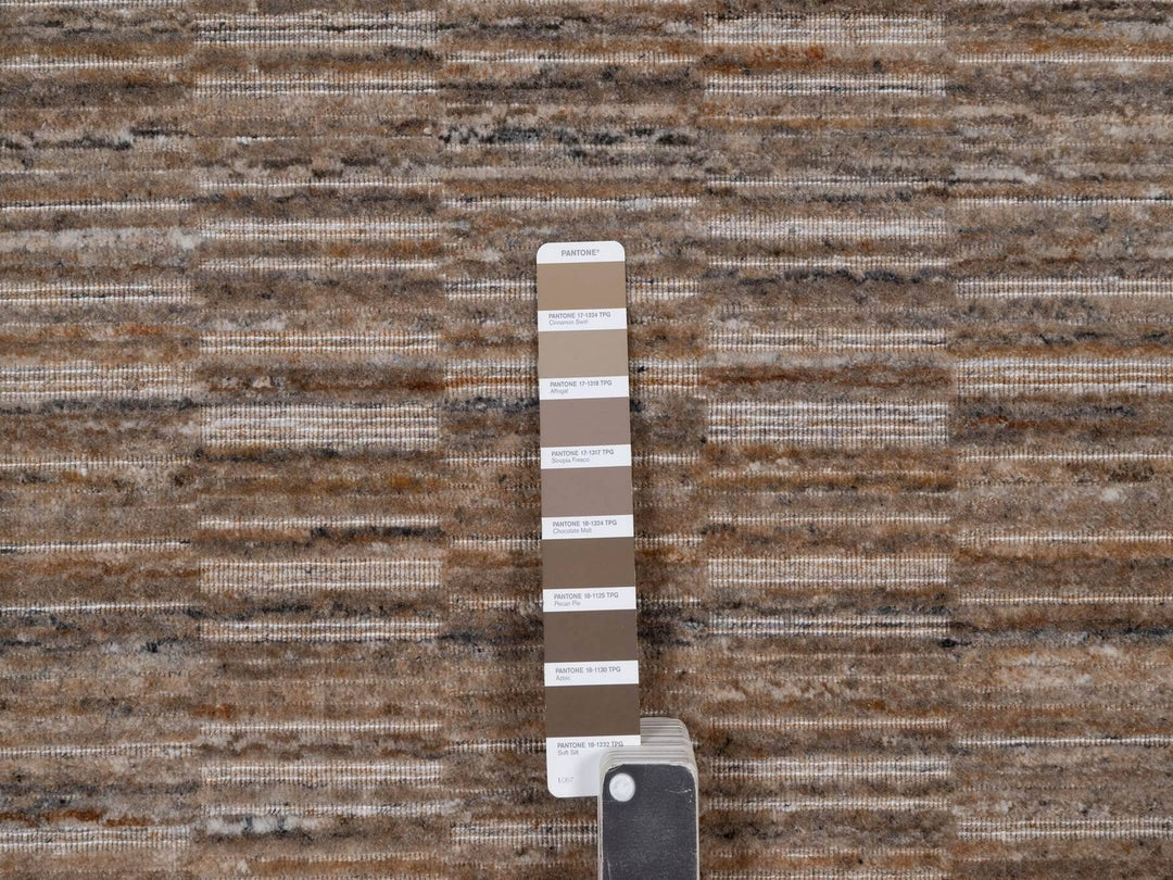 12'1" x 15'0" New Hand Loomed Brown Wool Rectangle Oriental Rug - MOA10292242