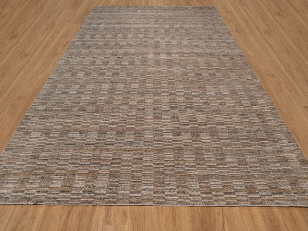 12'1" x 15'0" New Hand Loomed Brown Polyester Rectangle Oriental Rug - MOA10292243