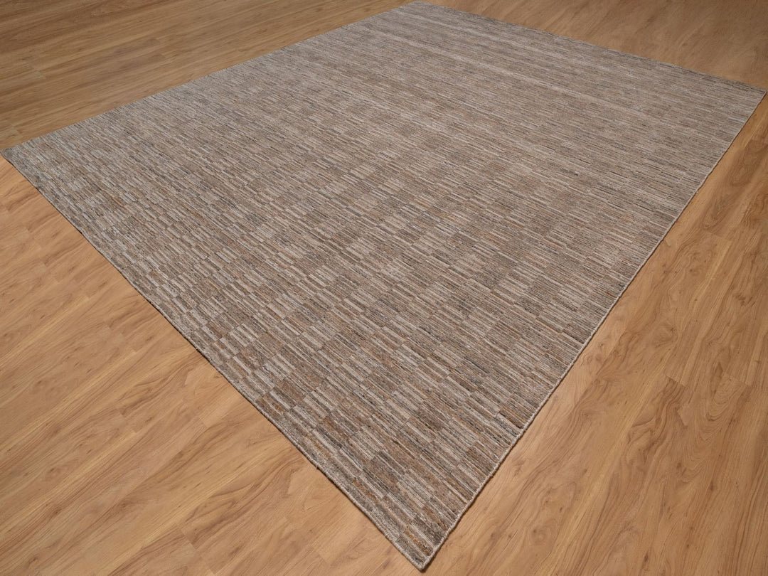 12'1" x 15'0" New Hand Loomed Brown Polyester Rectangle Oriental Rug - MOA10292243