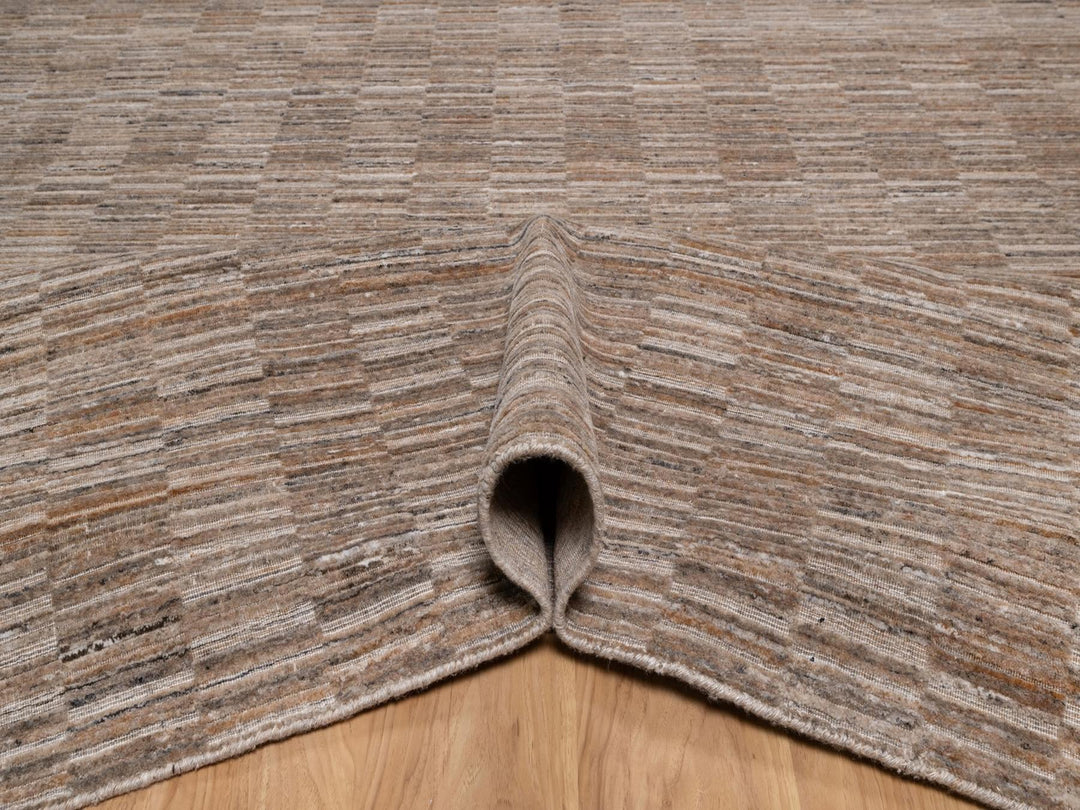 12'1" x 15'0" New Hand Loomed Brown Polyester Rectangle Oriental Rug - MOA10292243