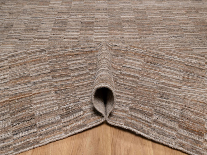 12'1" x 15'0" New Hand Loomed Brown Polyester Rectangle Oriental Rug - MOA10292243
