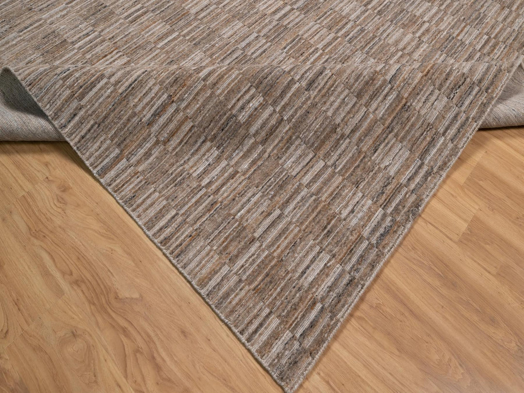 12'1" x 15'0" New Hand Loomed Brown Polyester Rectangle Oriental Rug - MOA10292243