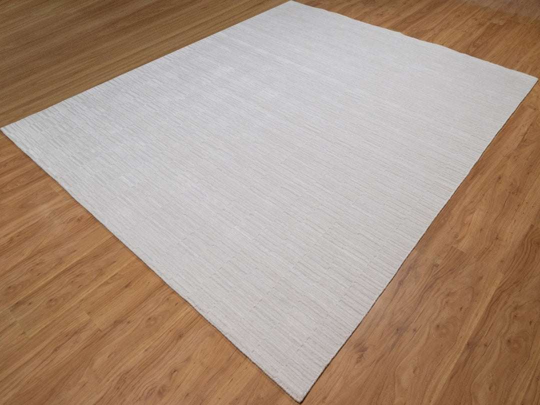 8'0" x 10'0" New Hand Loomed Ivory Polyester Rectangle Oriental Rug - MOA10292244
