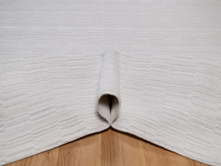 8'0" x 10'0" New Hand Loomed Ivory Wool Rectangle Oriental Rug - MOA10292244