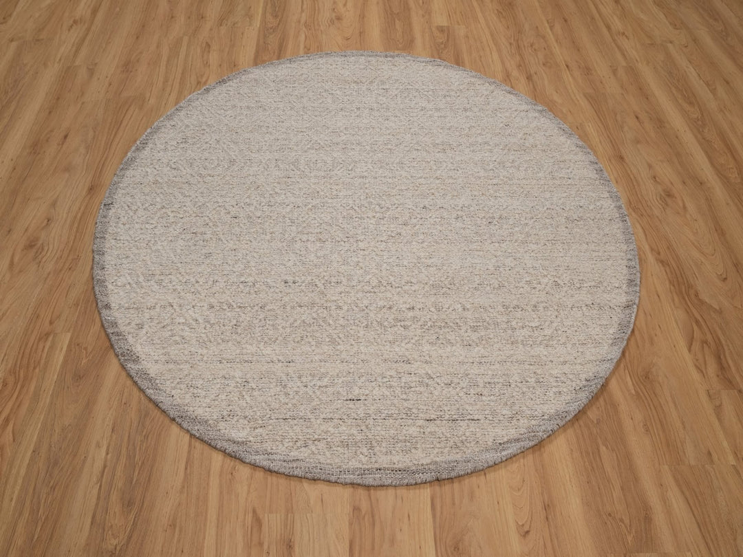 5'10" x 5'10" New Hand Knotted Brown Wool Round Oriental Rug - MOA10292245
