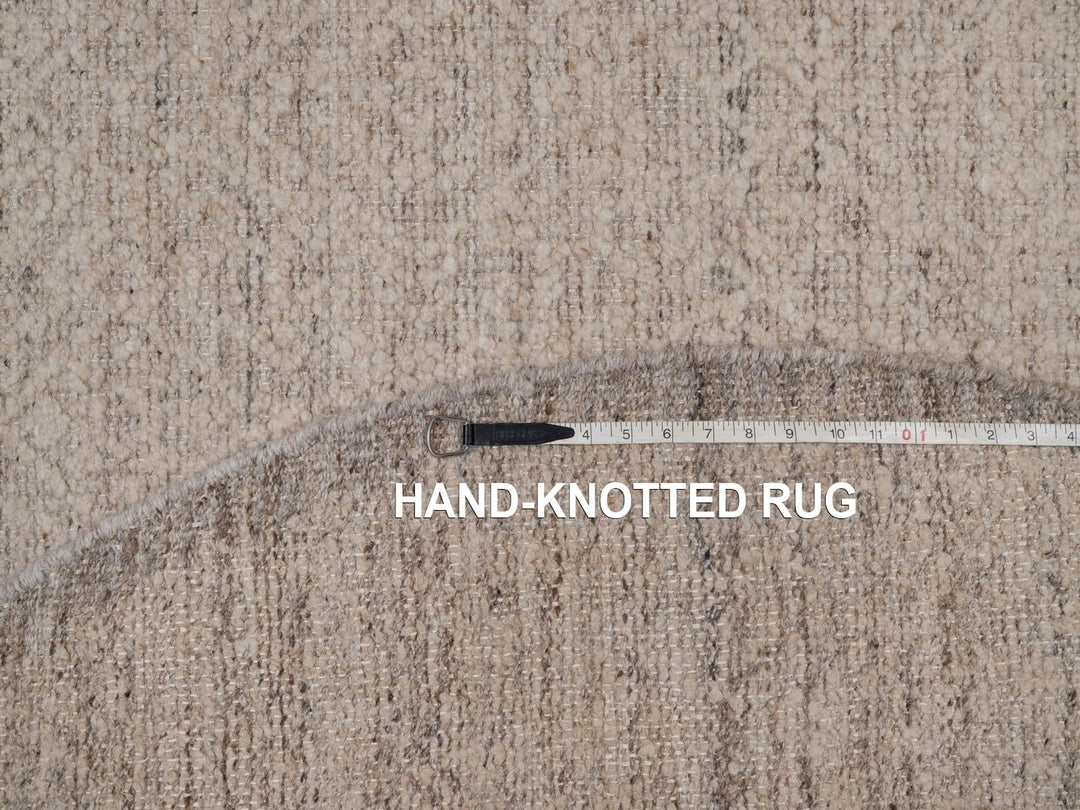 5'11" x 5'11" New Hand Knotted Brown Wool Round Oriental Rug - MOA10292246