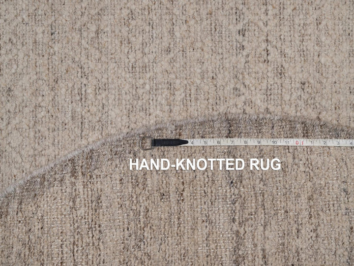 5'11" x 5'11" New Hand Knotted Brown Wool Round Oriental Rug - MOA10292246