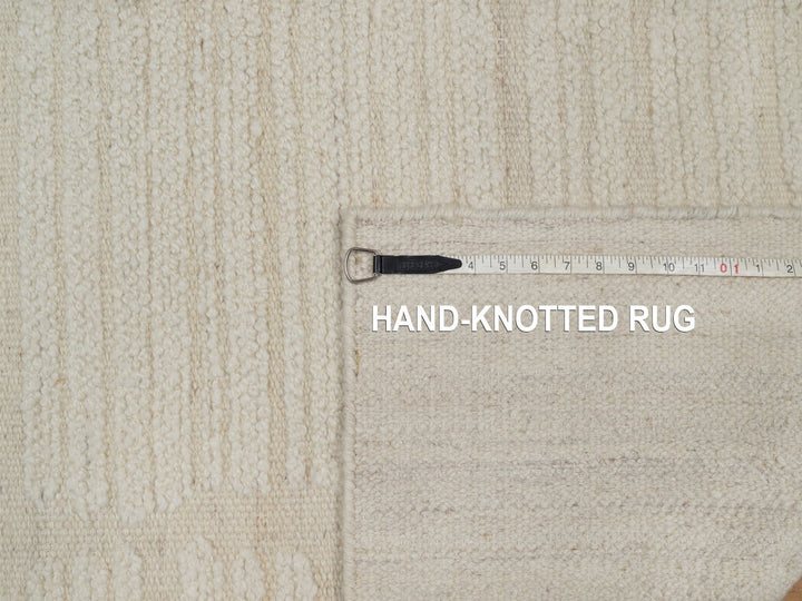 2'7" x 11'11" New Hand Knotted Ivory Wool Runner Oriental Rug - MOA10292247