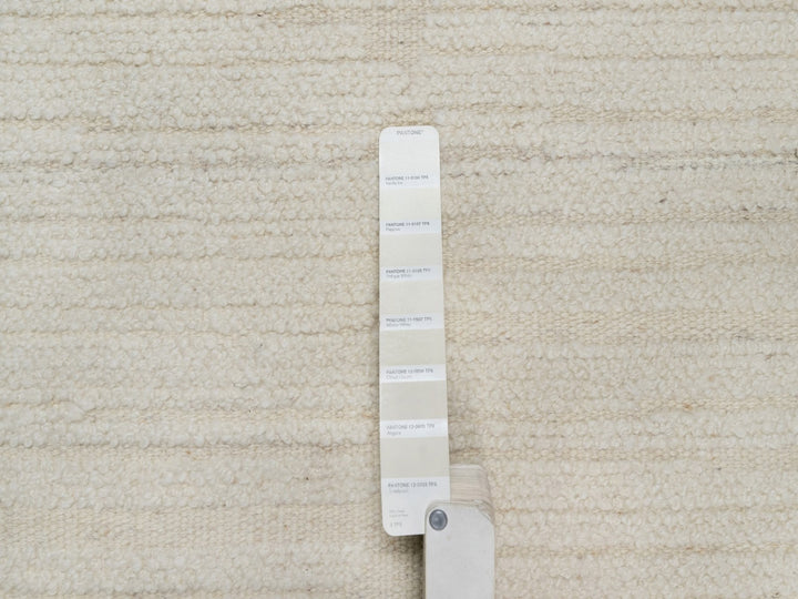 2'6" x 10'3" New Hand Knotted Ivory Wool Runner Oriental Rug - MOA10292249