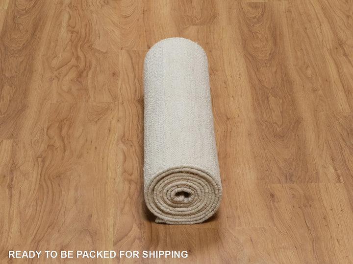 2'6" x 10'3" New Hand Knotted Ivory Wool Runner Oriental Rug - MOA10292249