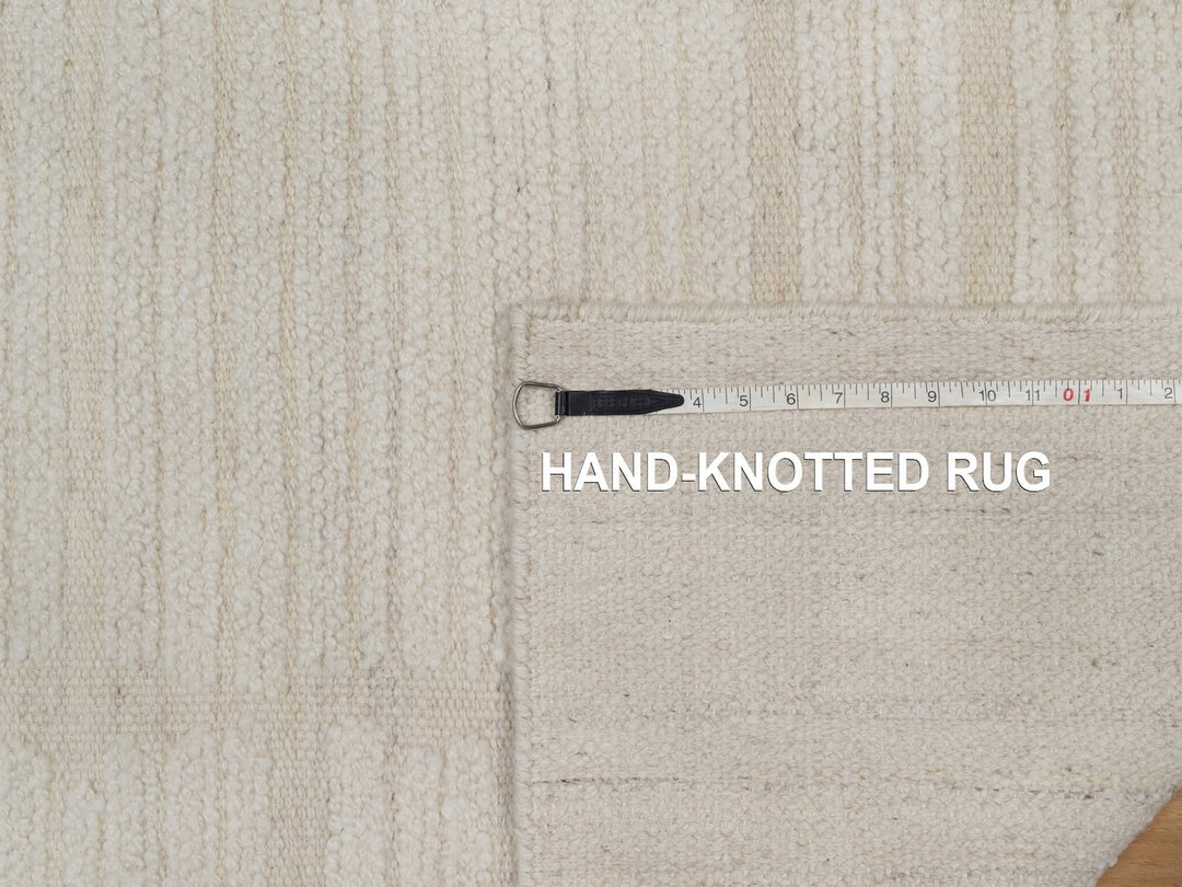 2'6" x 10'3" New Hand Knotted Ivory Wool Runner Oriental Rug - MOA10292249