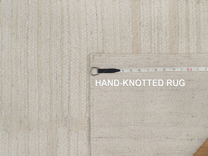 2'6" x 10'3" New Hand Knotted Ivory Wool Runner Oriental Rug - MOA10292249