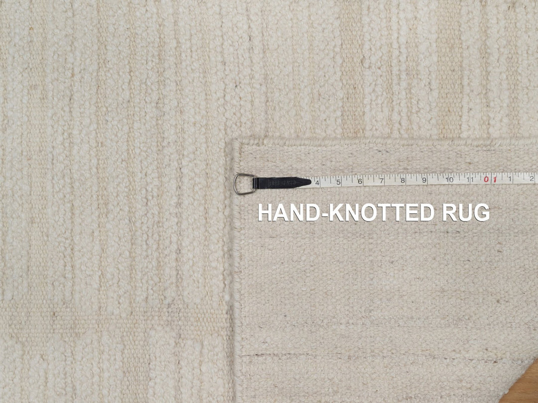 2'6" x 10'2" New Hand Knotted Ivory Wool Runner Oriental Rug - MOA10292250