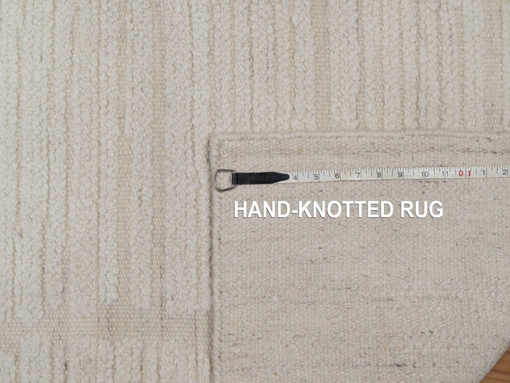 2'6" x 8'0" New Hand Knotted Ivory Wool Runner Oriental Rug - MOA10292251