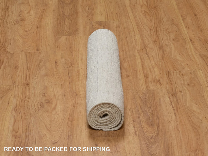 2'6" x 8'0" New Hand Knotted Ivory Wool Runner Oriental Rug - MOA10292252