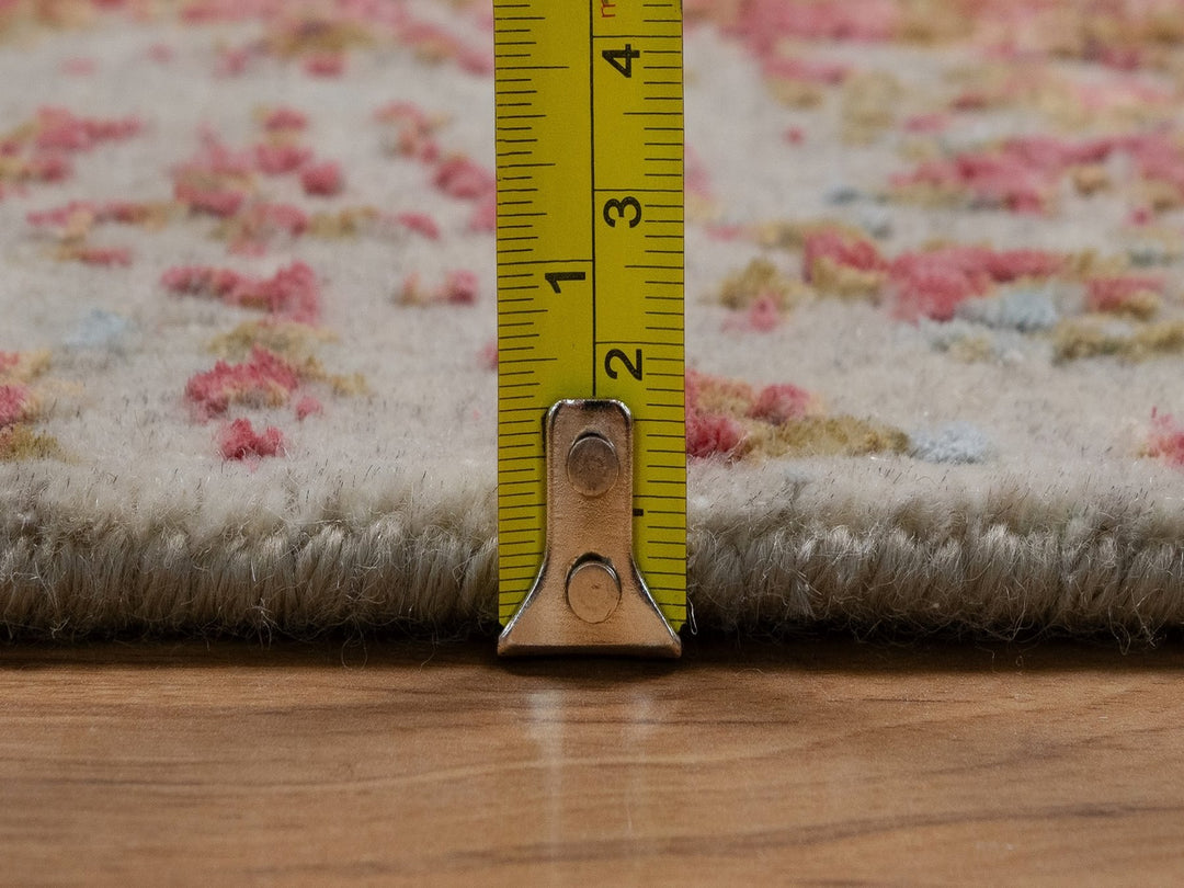 5'0" x 6'11" New Hand Knotted Pink Wool & Silk Rectangle Oriental Rug - MOA10292253