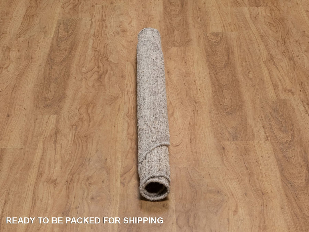 5'1" x 5'1" New Hand Knotted Brown Wool Round Oriental Rug - MOA10292254