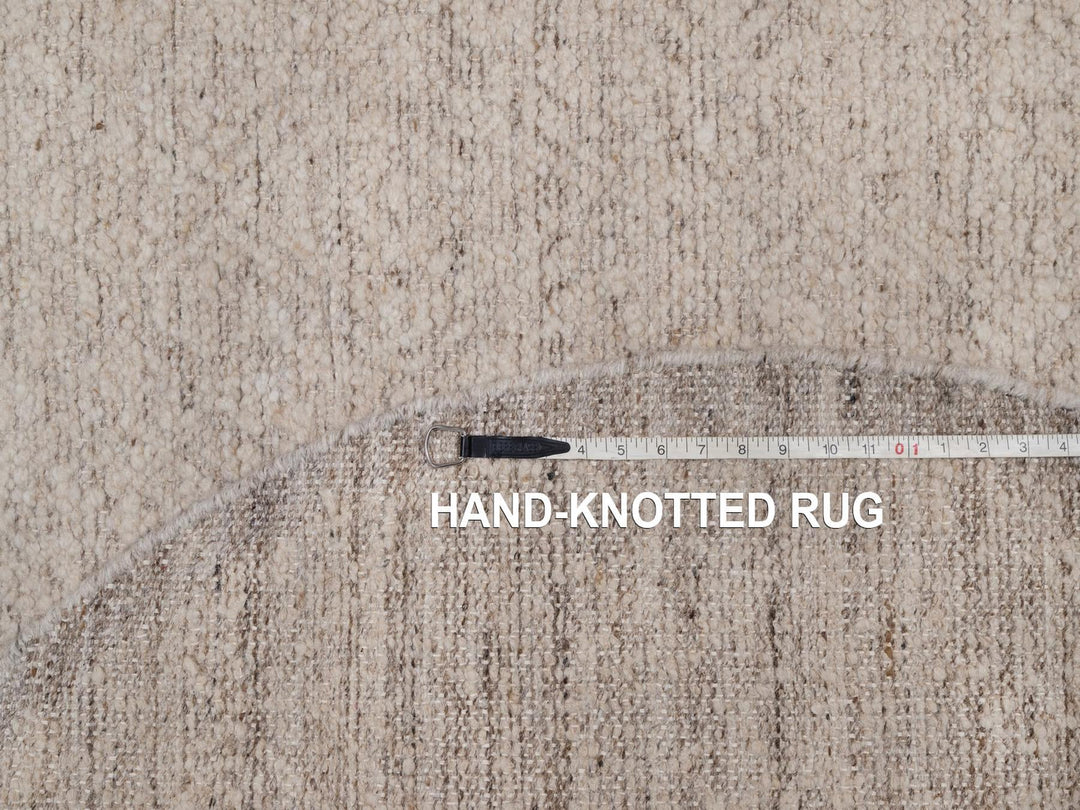 5'1" x 5'1" New Hand Knotted Brown Wool Round Oriental Rug - MOA10292254