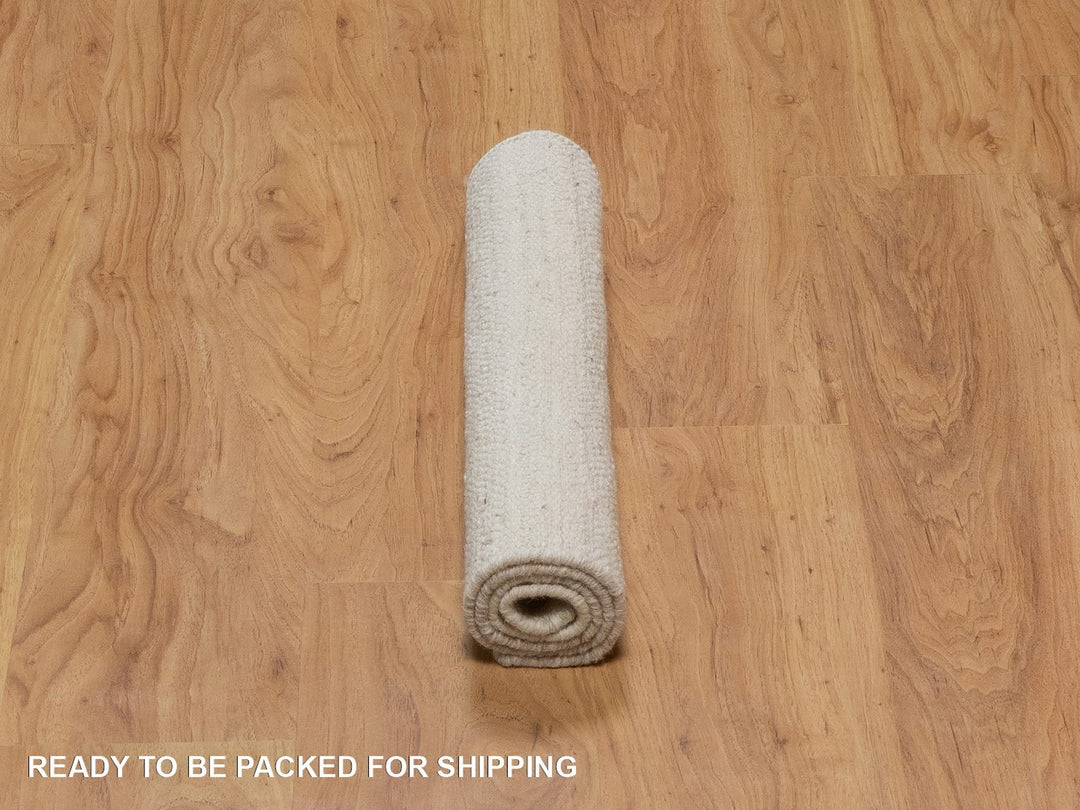 2'0" x 3'0" New Hand Knotted Ivory Wool Rectangle Oriental Rug - MOA10292256