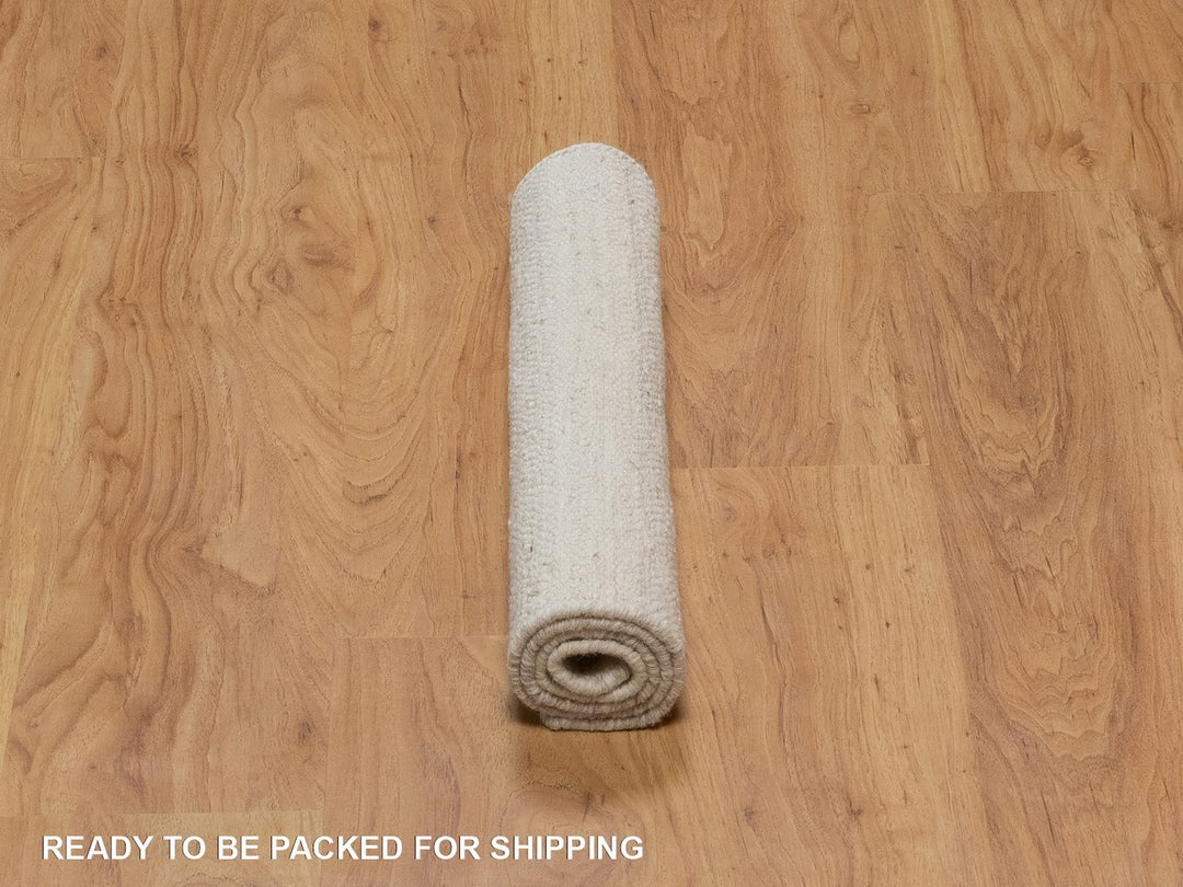 1'11" x 3'1" New Hand Knotted Ivory Wool Rectangle Oriental Rug - MOA10292257