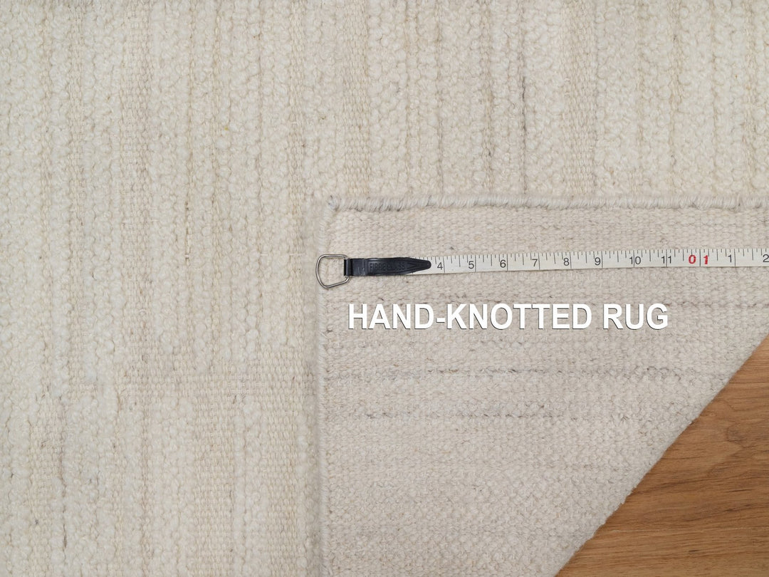 1'11" x 3'1" New Hand Knotted Ivory Wool Rectangle Oriental Rug - MOA10292257