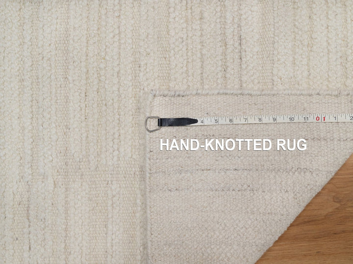 1'11" x 3'1" New Hand Knotted Ivory Wool Rectangle Oriental Rug - MOA10292257